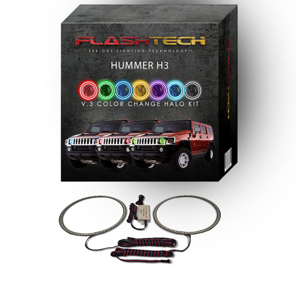 Hummer H3 V.3 Fusion Color Change LED Halo Headlight Kit 2006-2010