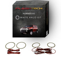 Hummer H3 White Headlight & LED Halo Fog Light Kit 2006-2010