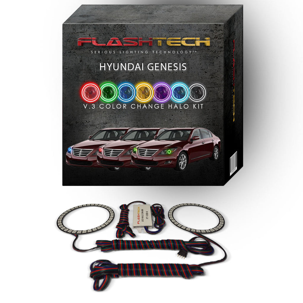 Hyundai Genesis Sedan V.3 Fusion Color Change LED Halo Headlight Kit 2009-2011