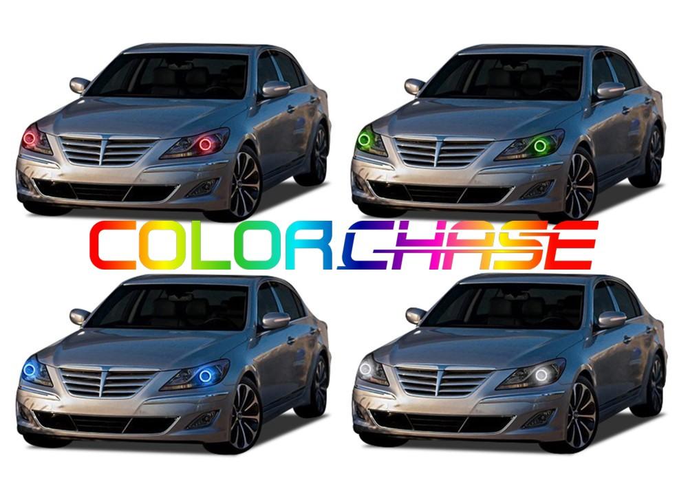 Hyundai Genesis Sedan ColorChase LED Halo Headlight Kit 2012-2014