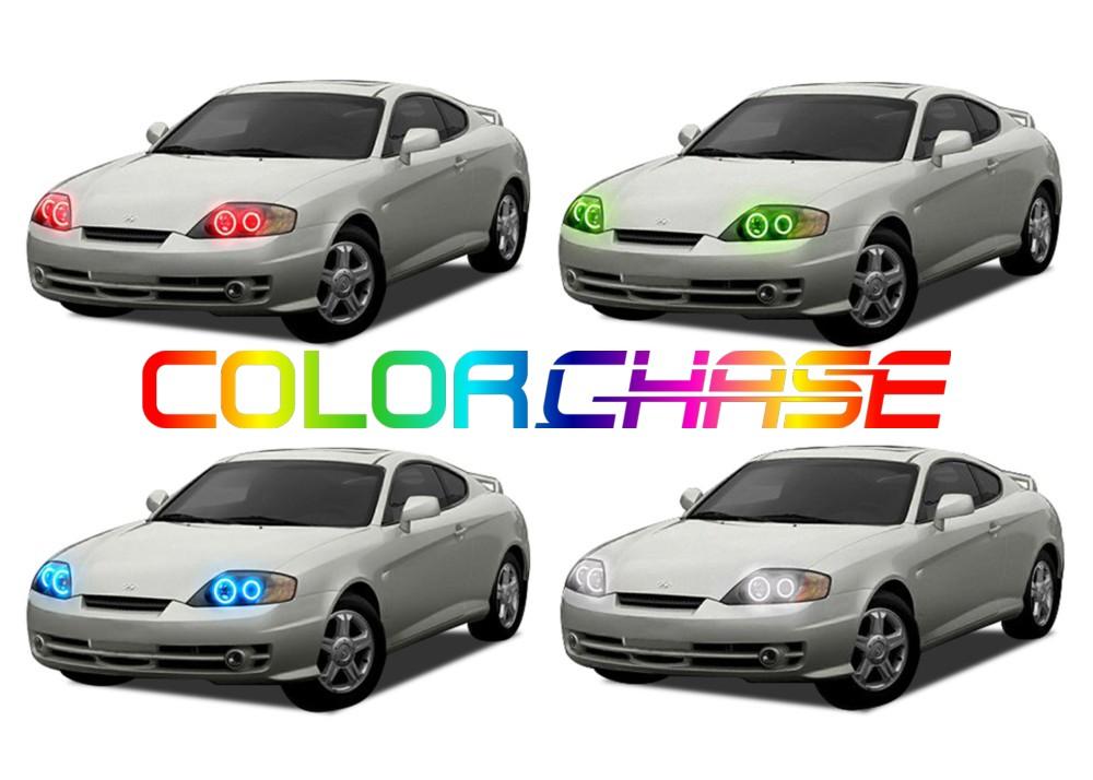 Hyundai Tiburon ColorChase LED Halo Headlight Kit 2003-2004