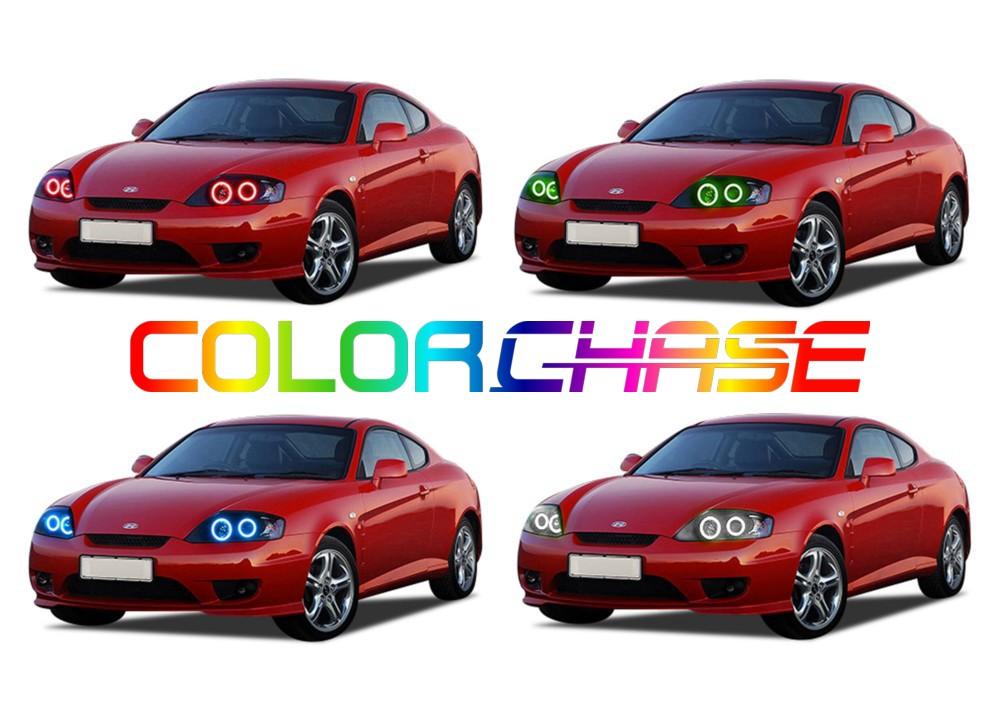 Hyundai Tiburon ColorChase LED Halo Headlight Kit 2005-2006