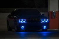 Dodge Challenger Multi Color Change External Waterproof LED Halo Headlight Fog Light Kit 2015-2023