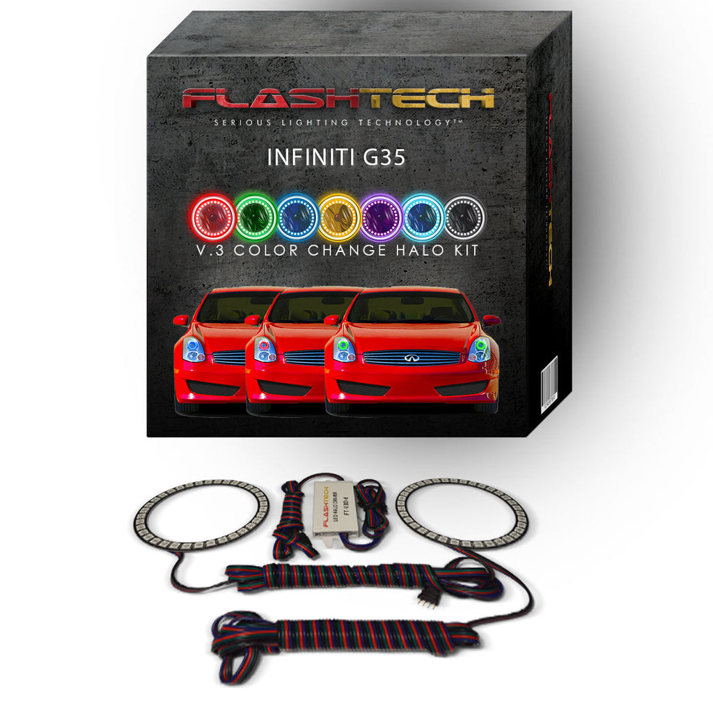 Infiniti G35 Coupe V.3 Fusion Color Change LED Halo Headlight Kit 2006-2008