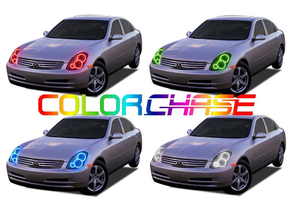 Infiniti G35 Sedan ColorChase LED Halo Headlight Kit 2003-2004