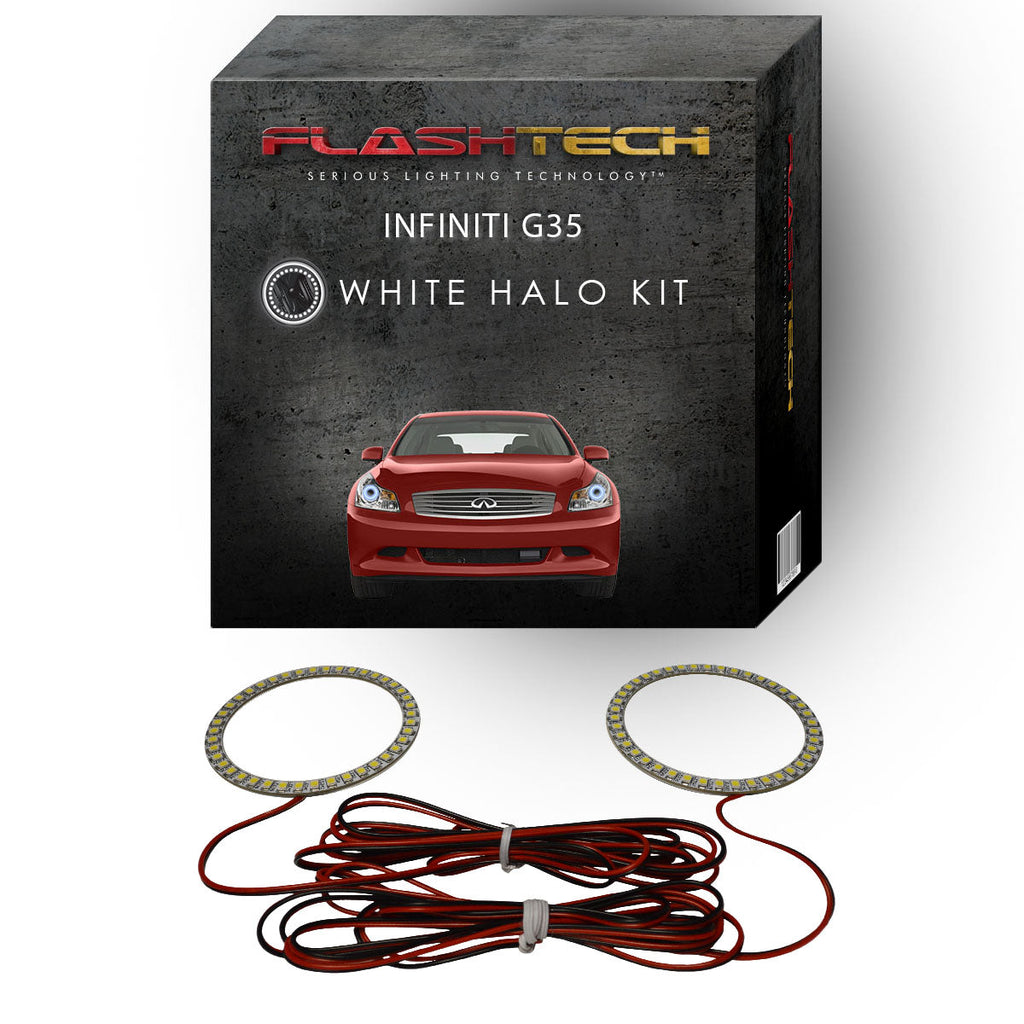 Infiniti G35 Sedan White LED Halo Headlight Kit 2007-2009