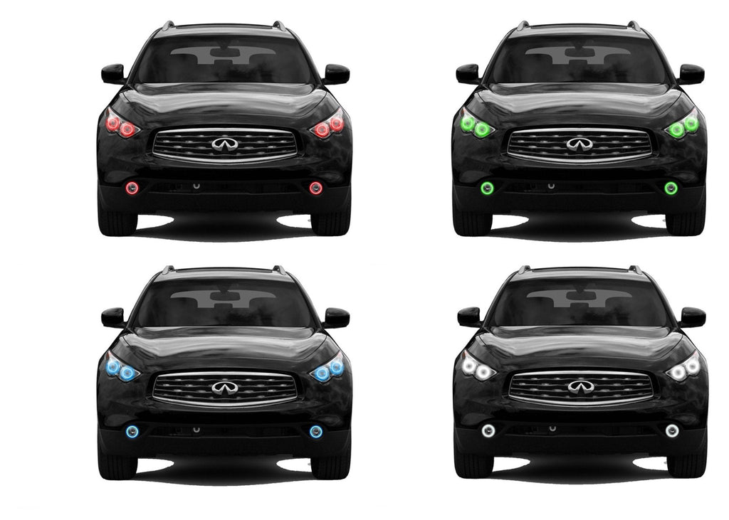 Infiniti FX35 V.3 Fusion Color Change LED Halo Headlight and Fog Light Kit 2009-2012