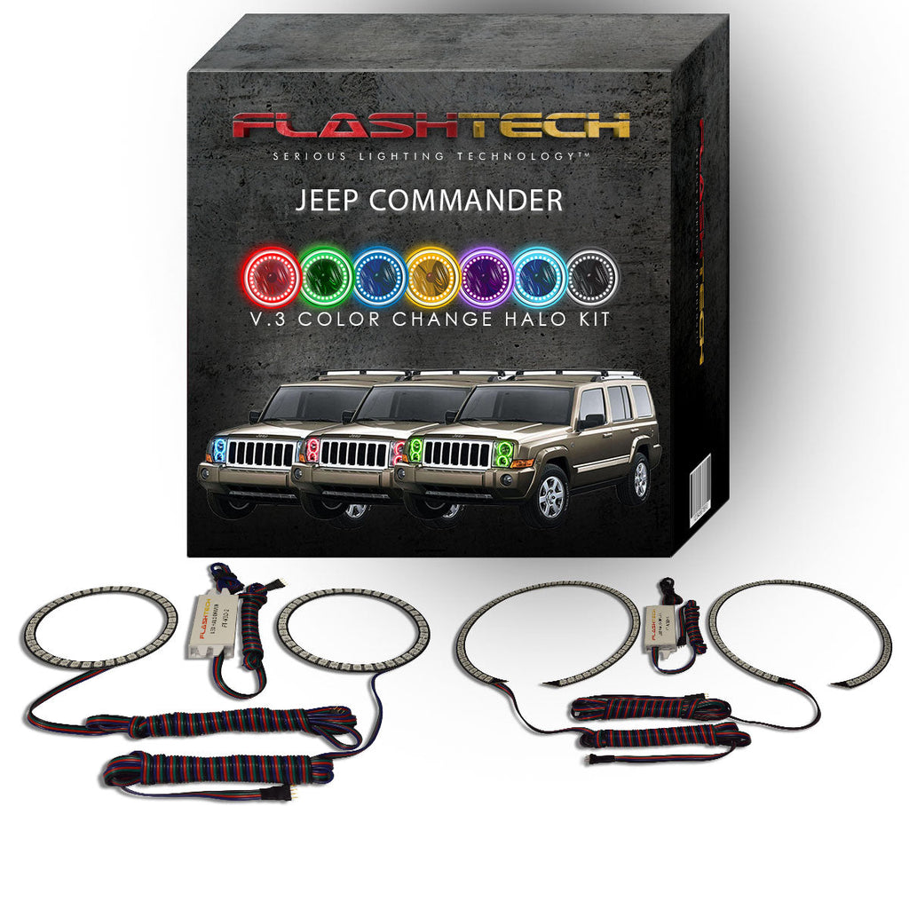 Jeep Commander V.3 Fusion Color Change LED Halo Headlight Kit 2006-2010
