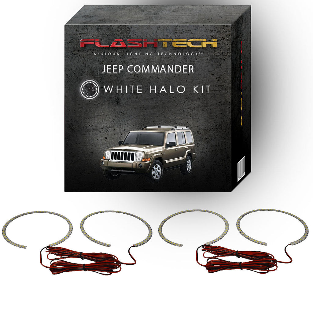 Jeep Commander White LED Halo Headlight Kit 2006-2010