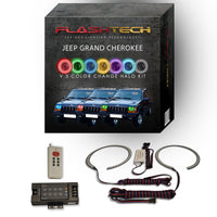 Jeep Grand Cherokee V.3 Fusion Color Change LED Halo Headlight Kit 1993-1998