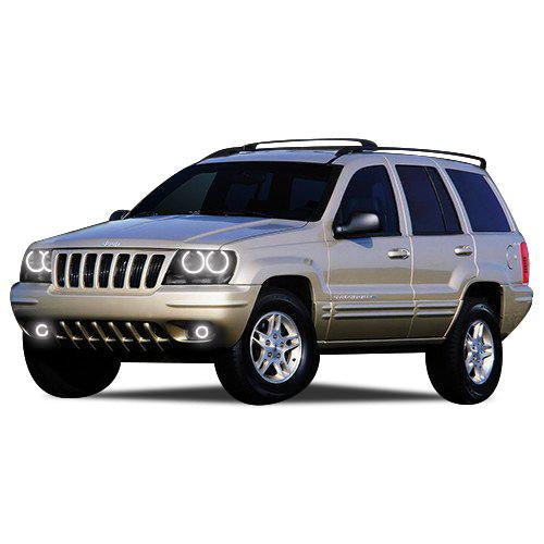 Jeep Grand Cherokee White Headlight & LED Halo Fog Light Kit 2005-2010
