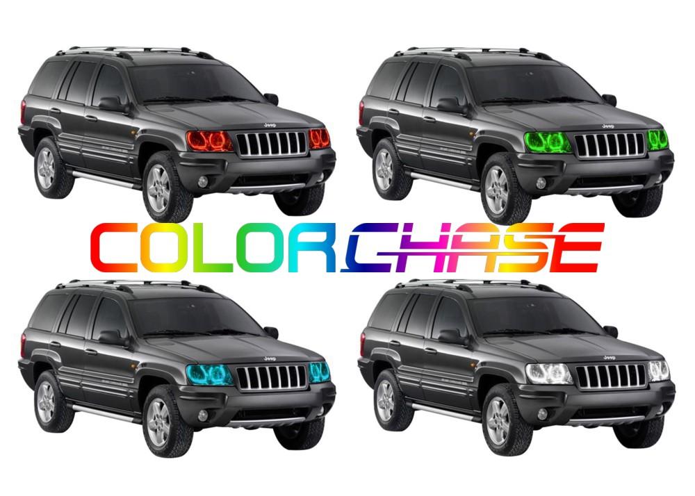 Jeep Grand Cherokee Square ColorChase LED Halo Headlight Kit 1999-2004