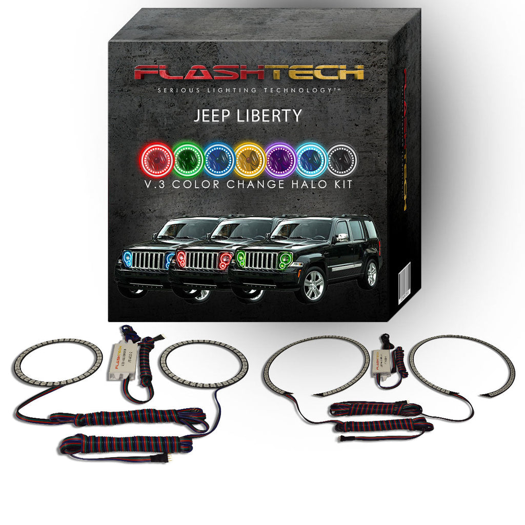 Jeep Liberty V.3 Fusion Color Change LED Halo Headlight Kit 2008-2013