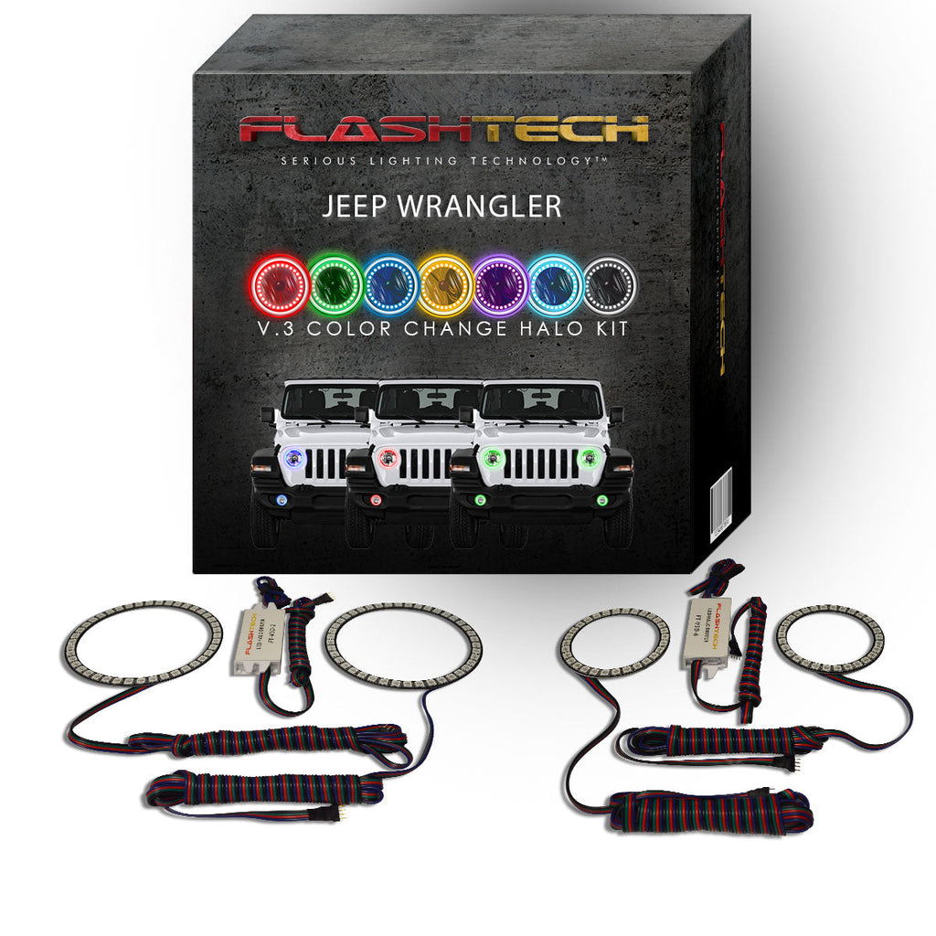 Jeep Wrangler JL V.3 Fusion Color Change Headlight & LED Halo Fog Light Kit 2018-2019
