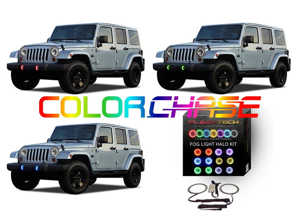 Jeep Wrangler ColorChase LED Halo Fog Light Kit 1997-2015