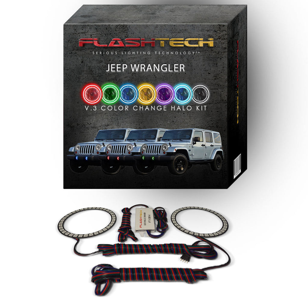 Jeep Wrangler V.3 Fusion Color Change LED Halo Fog Light Kit 1997-2015