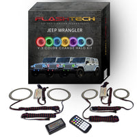 Jeep Wrangler V.3 Fusion Color Change Headlight & LED Halo Fog Light Kit 1997-2015