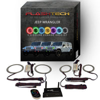 Jeep Wrangler V.3 Fusion Color Change Headlight & LED Halo Fog Light Kit 1997-2015