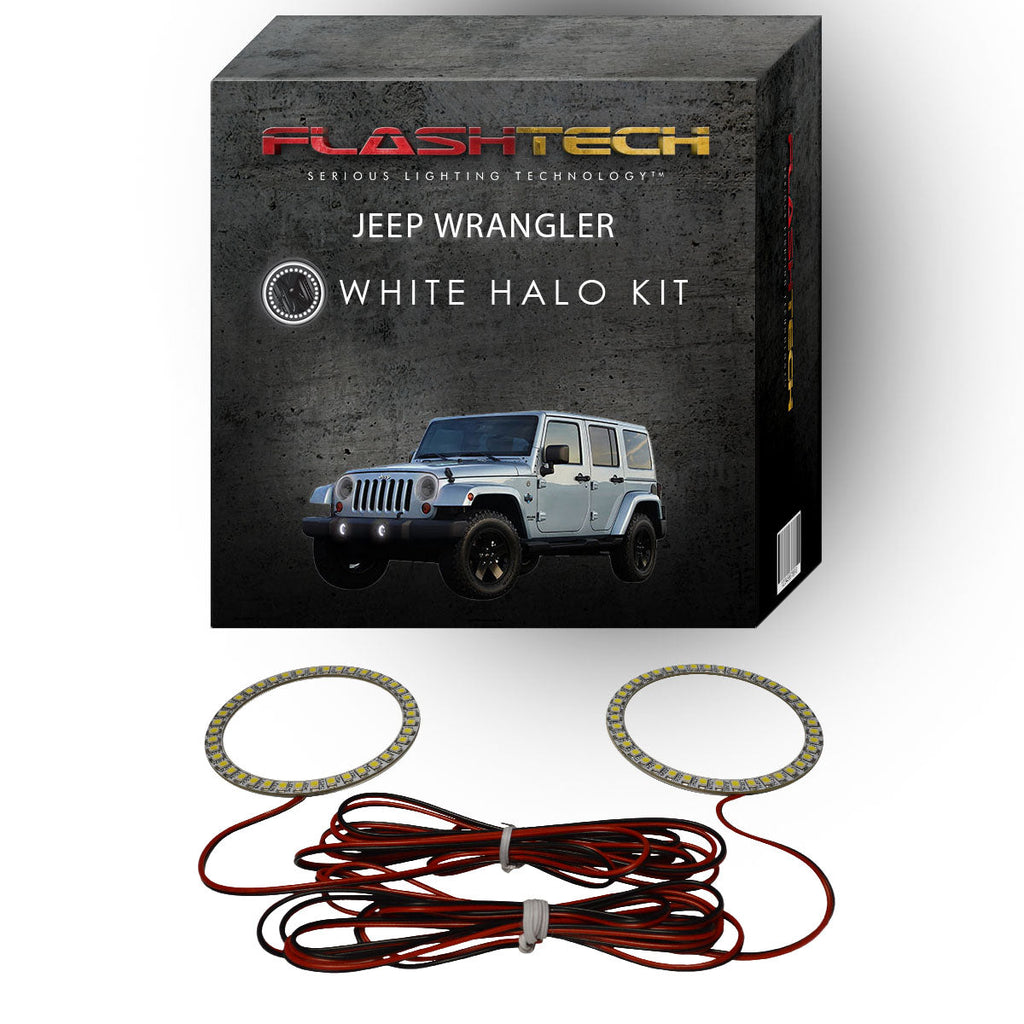 Jeep Wrangler White LED Halo Fog Light Kit 1997-2015