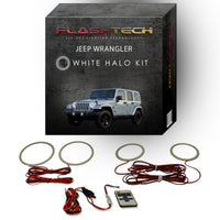 Jeep Wrangler White Headlight & LED Halo Fog Light Kit 1997-2015