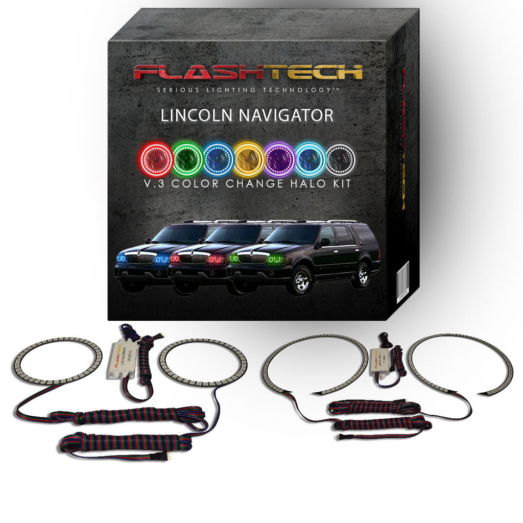 Lincoln Navigator V.3 Fusion Color Change LED Halo Headlight Kit 1998-2002