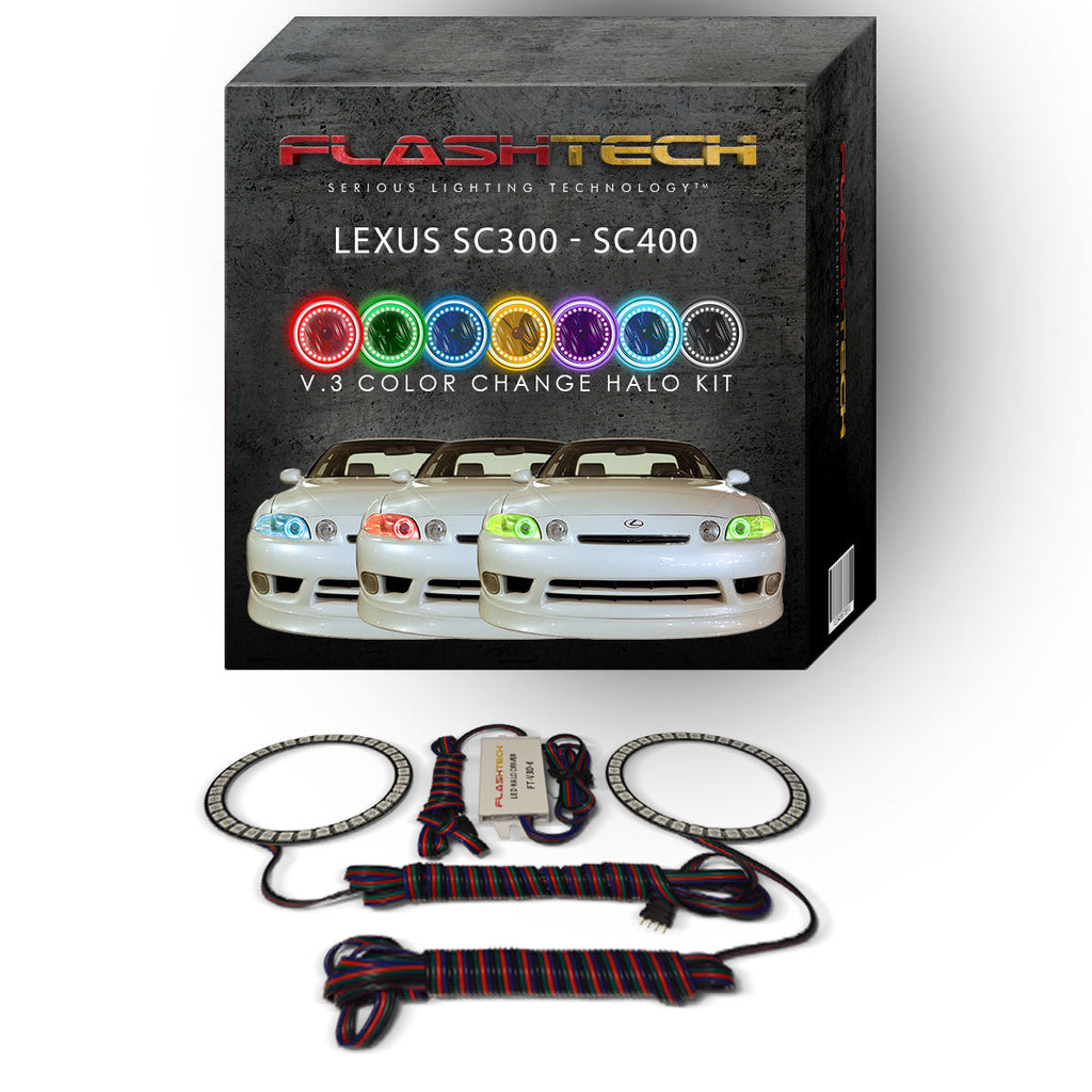 Lexus SC300/400 V.3 Fusion Color Change LED Halo Headlight Kit 1992-2002