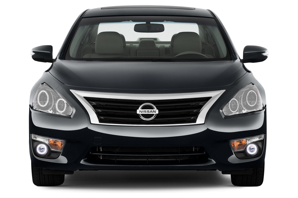 Nissan Altima Sedan White Headlight & LED Halo Fog Light Kit 2013-2015