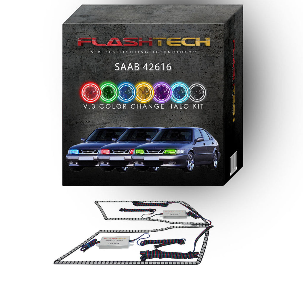 Saab 9 - 3 V.3 Fusion Color Change LED Halo Headlight Kit 1999-2003