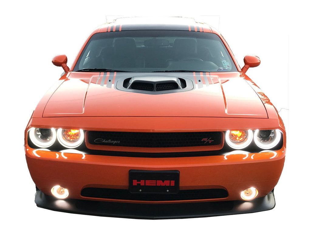 Dodge Challenger External Waterproof White & Amber Switchback LED Halo Headlight and Fog Light Kit (2008 - 2014)