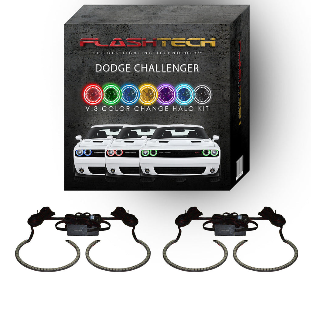 Dodge Challenger V.3 Fusion Color Change External Waterproof LED Halo HeadLight Kit 2015-2019
